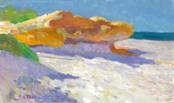 Oranje rots in tegenlicht ( Les Rotes )