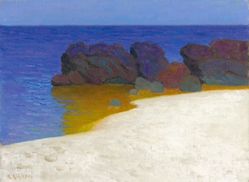 Rotsen bij les Rotes, blauw-wit