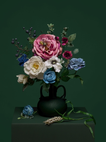 'Flowers in a Vase with Bumblebee'