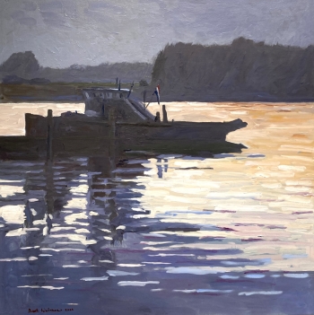 Sleepbootje in ochtendlicht