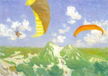 Paragliders boven de Bakkumer Duinen